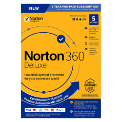 NORTON 360 DELUXE | 5-DEVICES - 1YEAR | 50GB CLOUD STORAGE