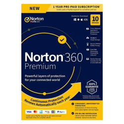 NORTON 360 PREMIUM | 10-DEVICES - 1-YEAR |75GB CLOUD STORAGE